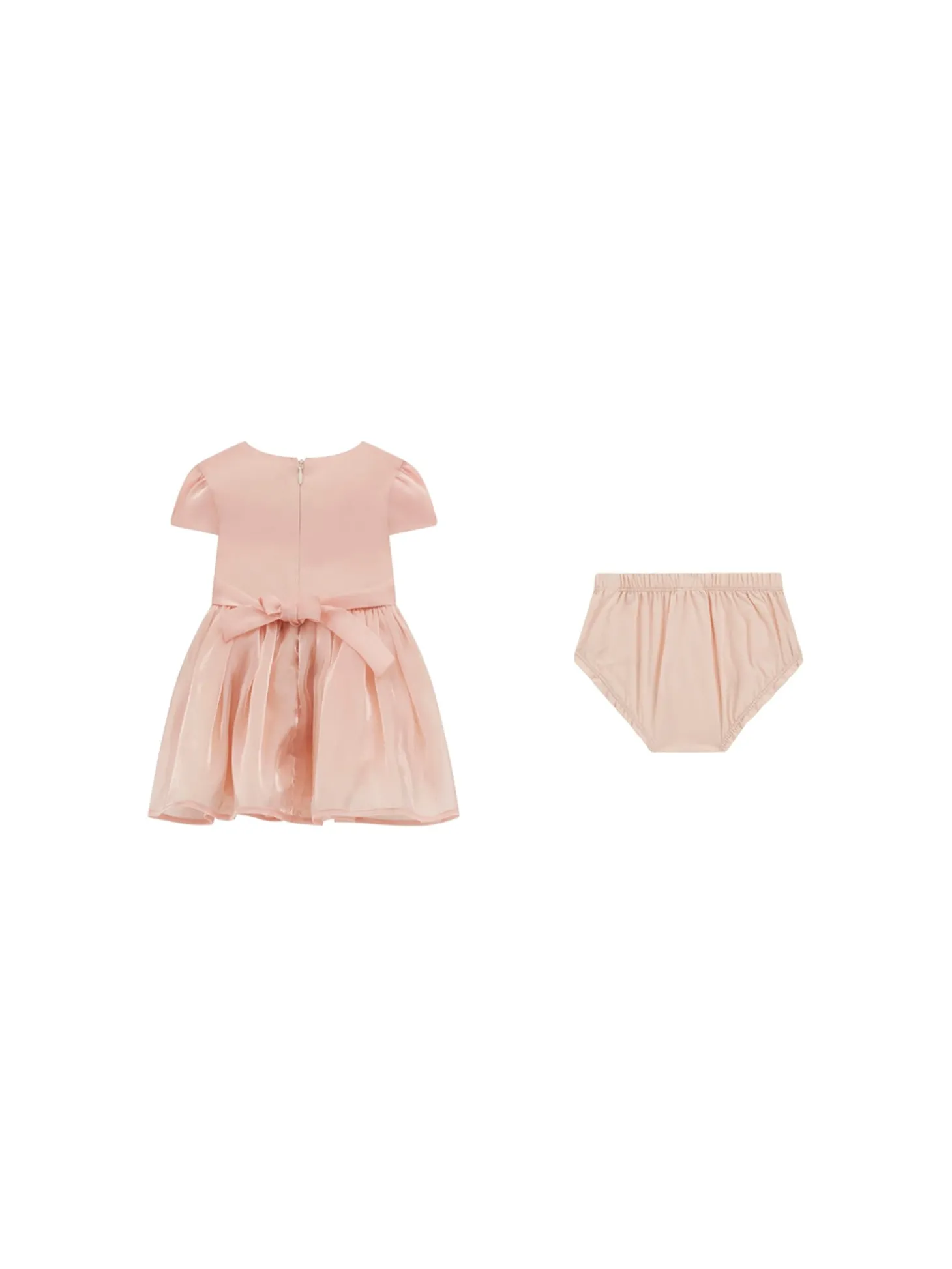 Completo 2 pz neonata abito con cintura e gonna svasata e panties rosa