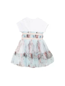Completo 2 pz neonata abito con gonna in tulle e panties fantasia flor