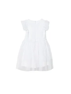 Completo 2 pz neonata abito cerimonia in tulle con panties bianco