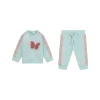 Completo 2 pz neonata felpa con ricamo farfalla e pantalone joggers ce