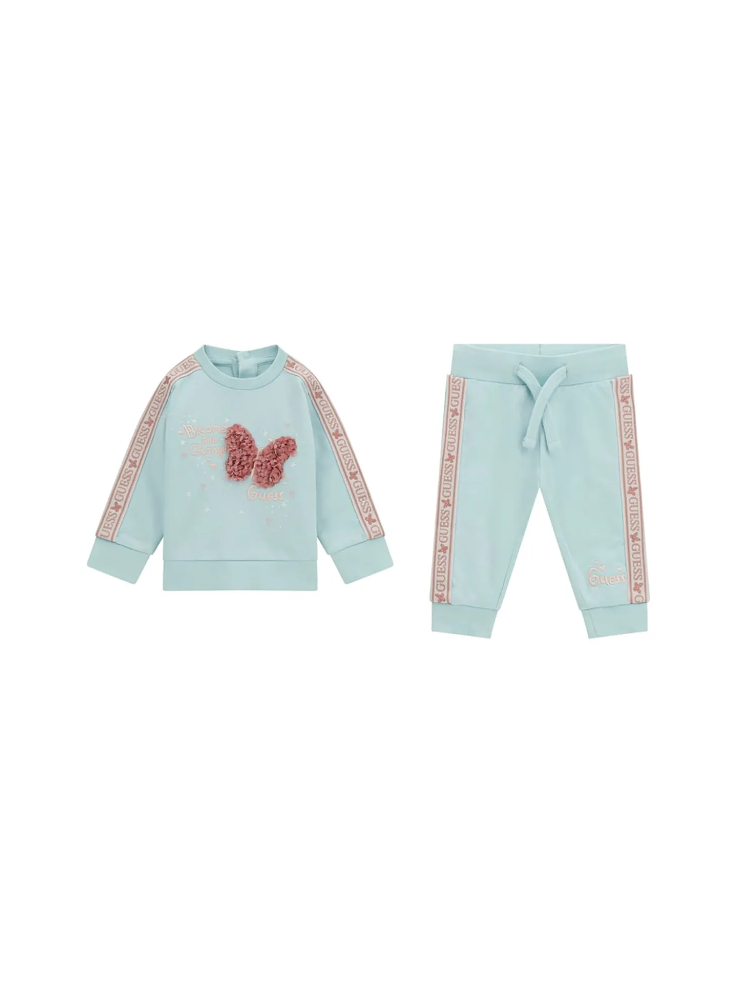Completo 2 pz neonata felpa con ricamo farfalla e pantalone joggers ce