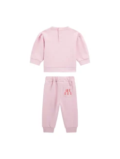 Completo 2 pz neonata felpa e pantalone con ricamo Love in rilievo ros