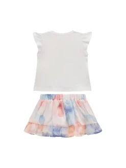 Completo 2 pz neonata t-shirt e gonna in chiffon con volant bianco