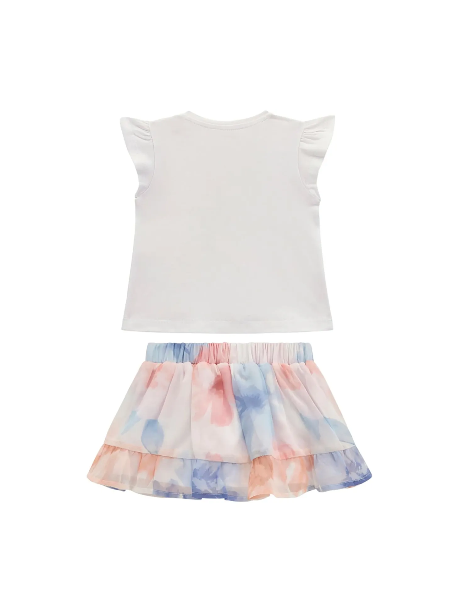 Completo 2 pz neonata t-shirt e gonna in chiffon con volant bianco