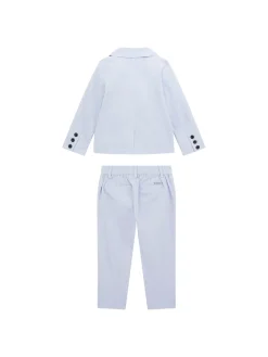 Completo 2 pz neonato abito cerimonia giacca e pantalone celeste