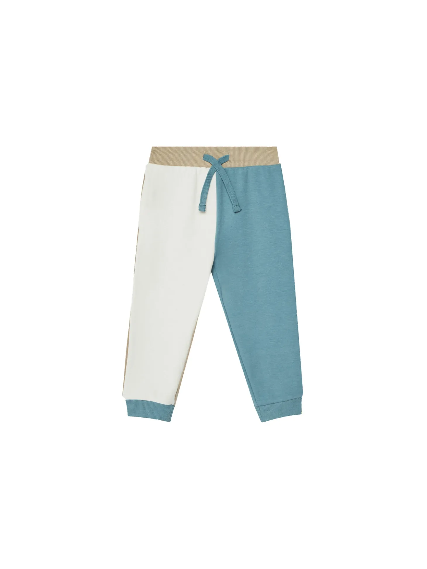 Completo 2 pz neonato felpa e joggers motivo colorblock bianco, beige
