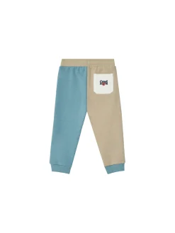 Completo 2 pz neonato felpa e joggers motivo colorblock bianco, beige
