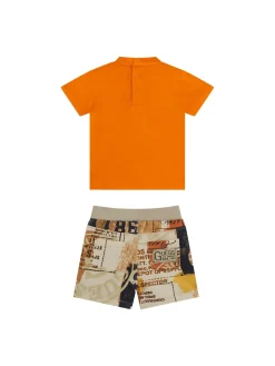 Completo 2 pz neonato t-shirt e shorts stampa Los Angeles arancio