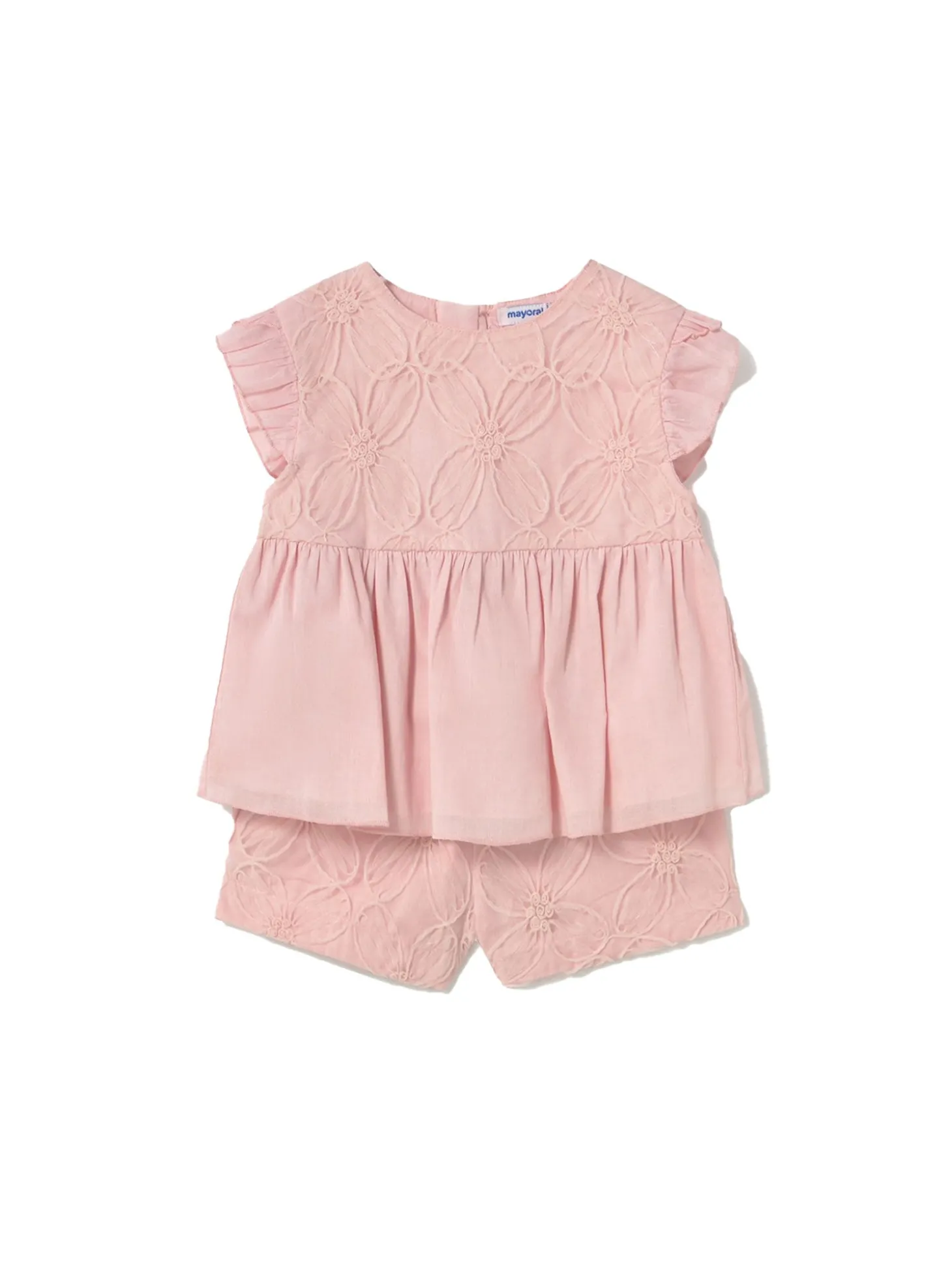 Completo blusa e bermuda in tulle rosa