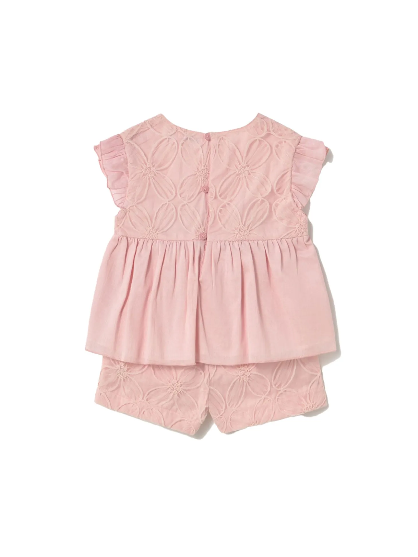Completo blusa e bermuda in tulle rosa