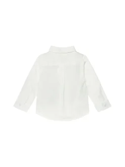 Completo cerimonia neonato camicia, finto gilet e pantalone beige
