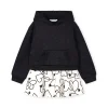 Completo due pezzi maglia e gonna nero/bianco
