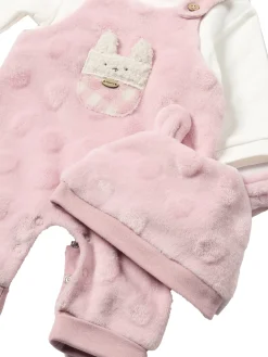 Completo due pezzi salopette e cappellino rosa