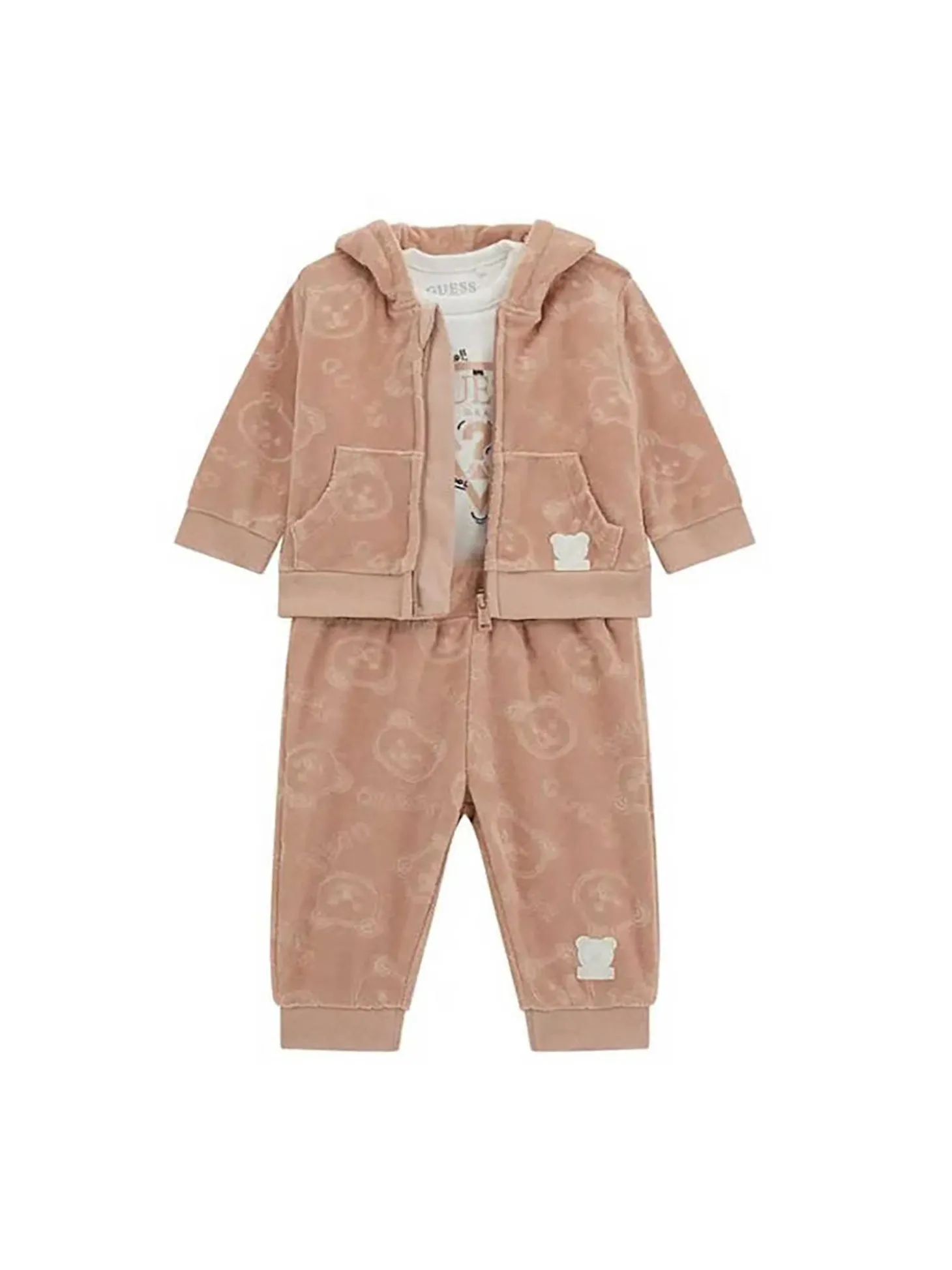 Completo felpa, body e pantalone cipria