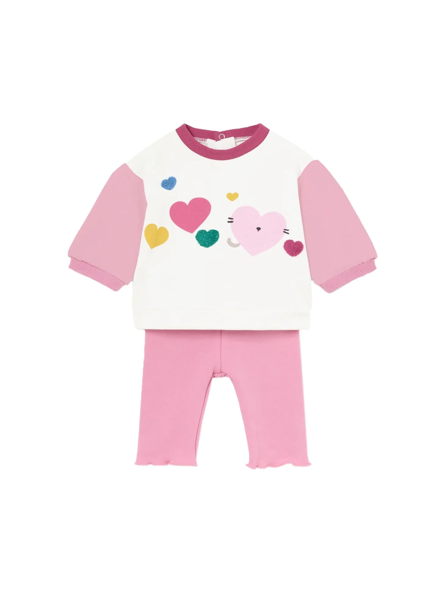 Completo felpina e leggings cuori multicor