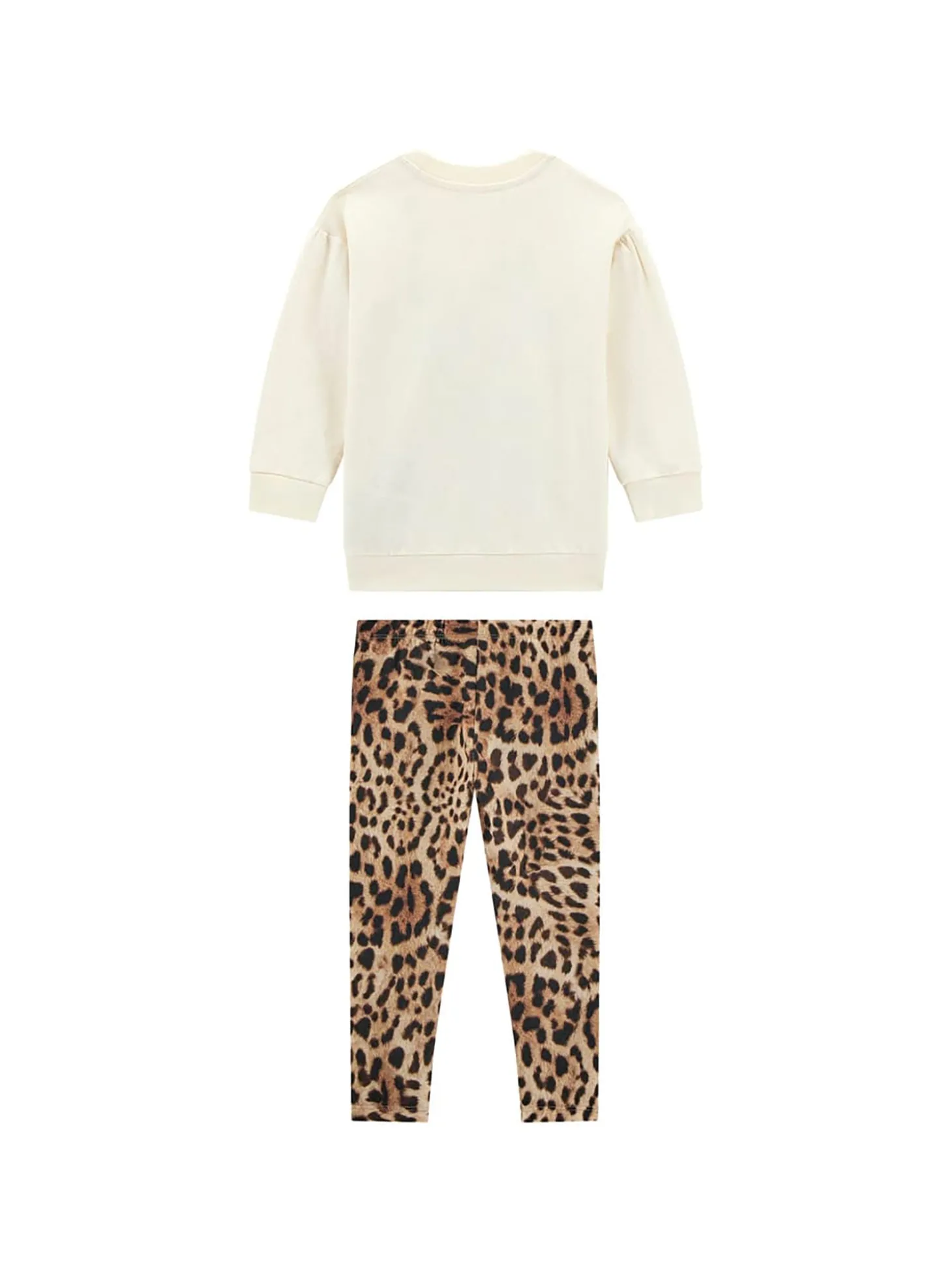 Completo maglia e leggins fantasia leopard crema