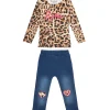 Completo maglia fantasia leopard e jeggins ricamo