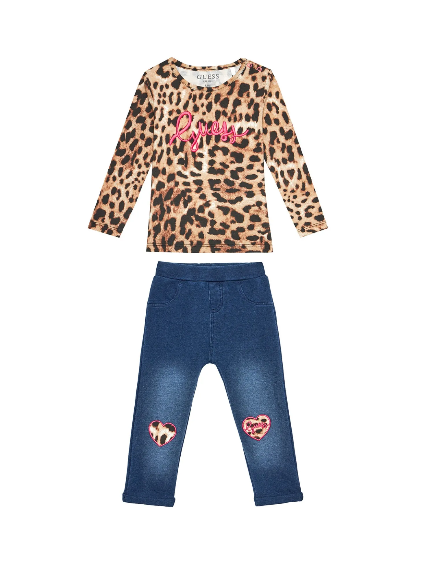 Completo maglia fantasia leopard e jeggins ricamo