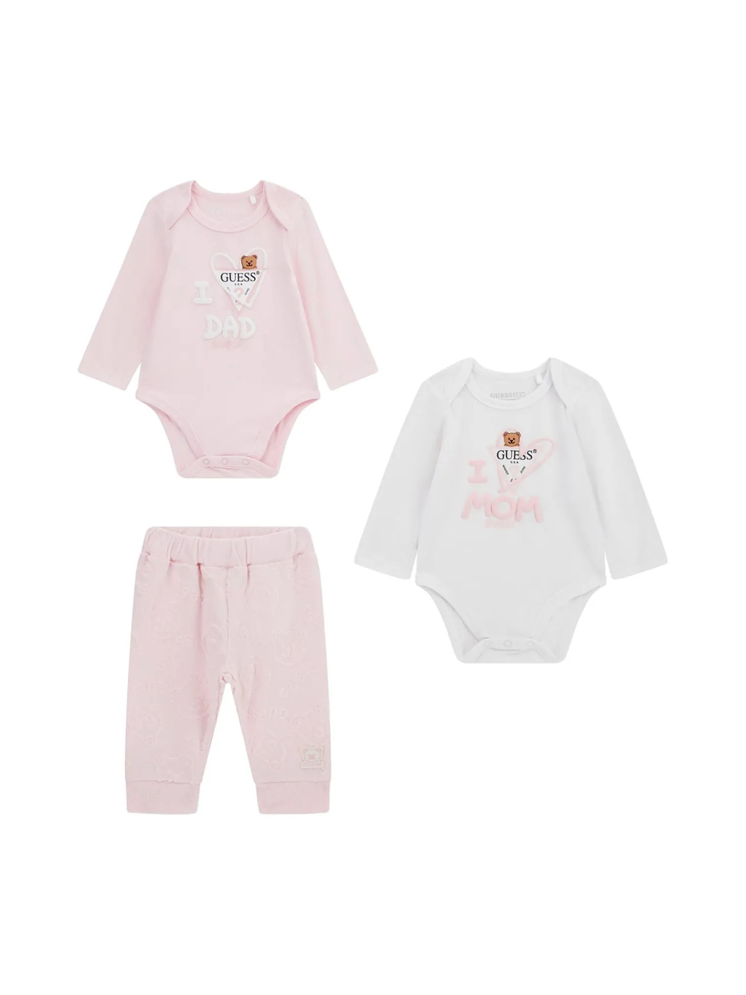 Completo neonata due body e pantalone rosa