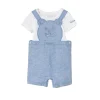 Completo neonato boy e salopette orsetto bianco/denim