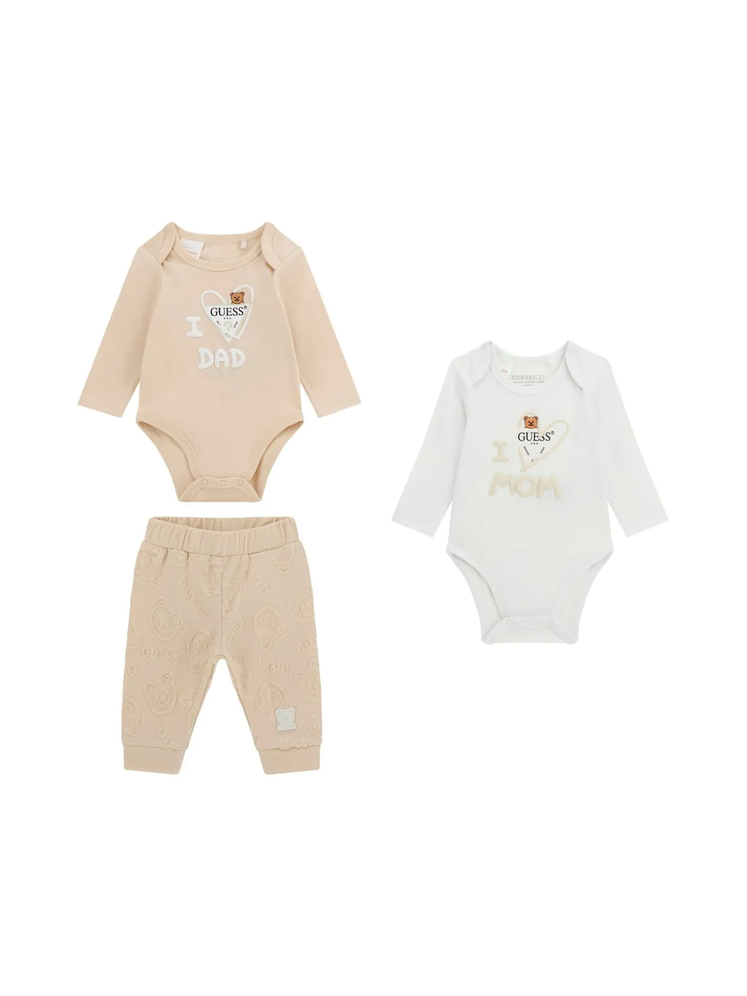 Completo neonato due body e pantalone sabbia