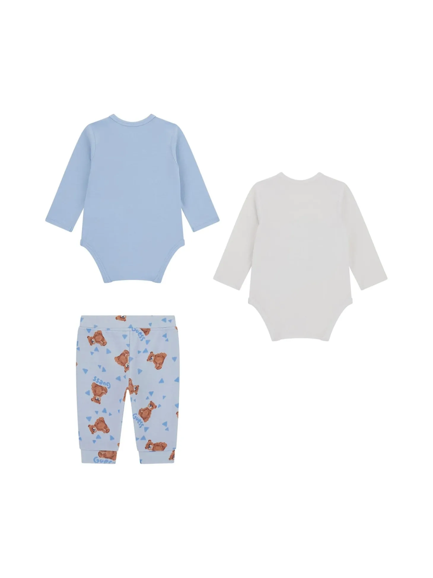 Completo neonato due body e pantalone stampa bianco/celeste