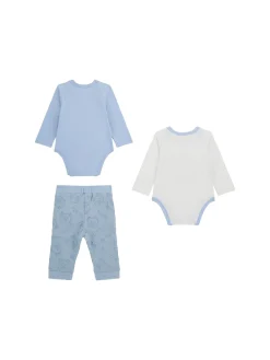Completo neonato due body e pantalone azzurro