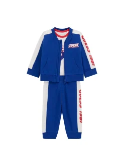 Completo neonato felpa con zip, body e pantalone blu maya