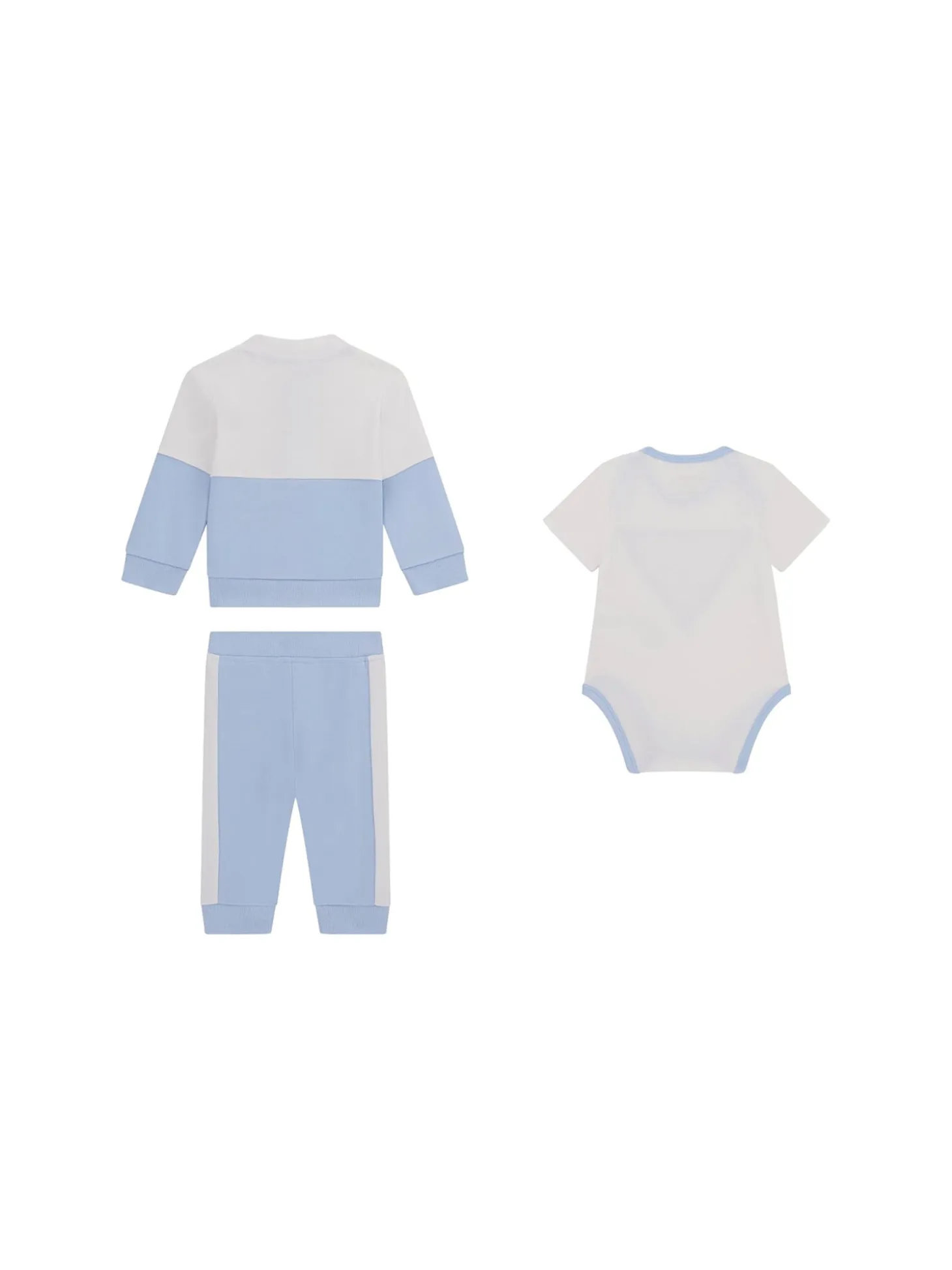 Completo neonato felpa con zip, body e pantalone azzurro
