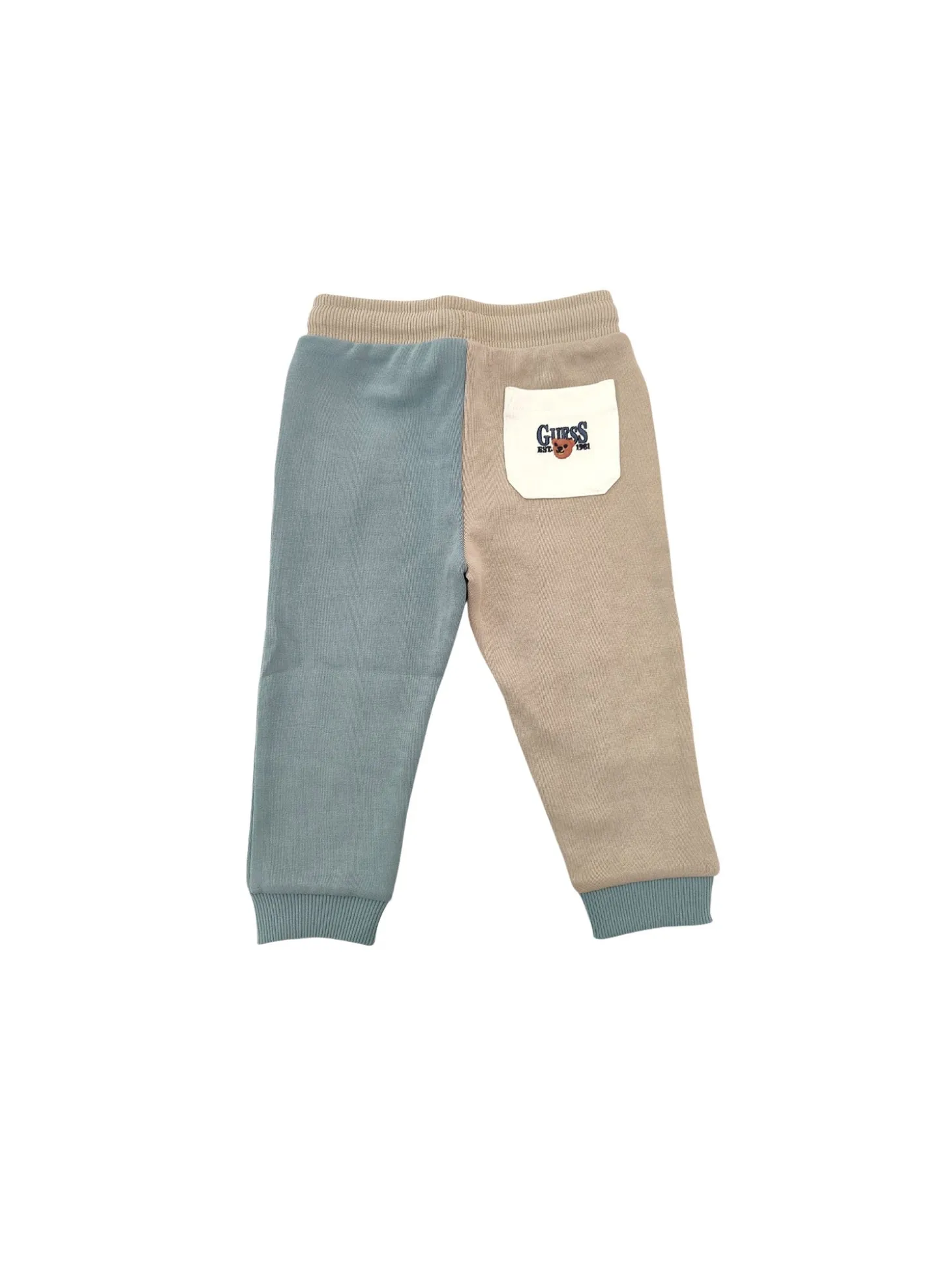 Completo neonato felpa e pantalone con tasca marsupio bianco multi