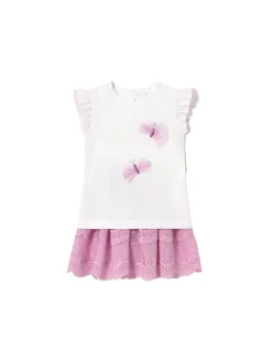 Completo t-shirt e gonna malva