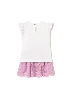 Completo t-shirt e gonna malva