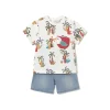 Completo t-shirt e shorts in jeans fantasia