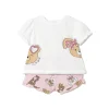 Completo t-shirt e shorts fantasia rosa