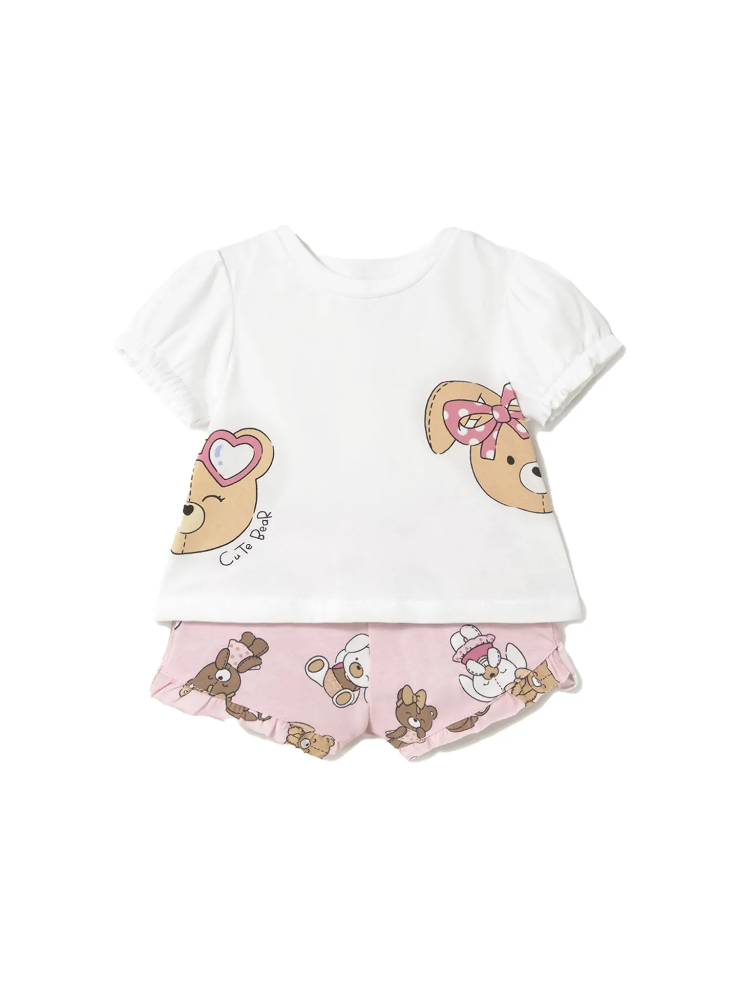 Completo t-shirt e shorts fantasia rosa