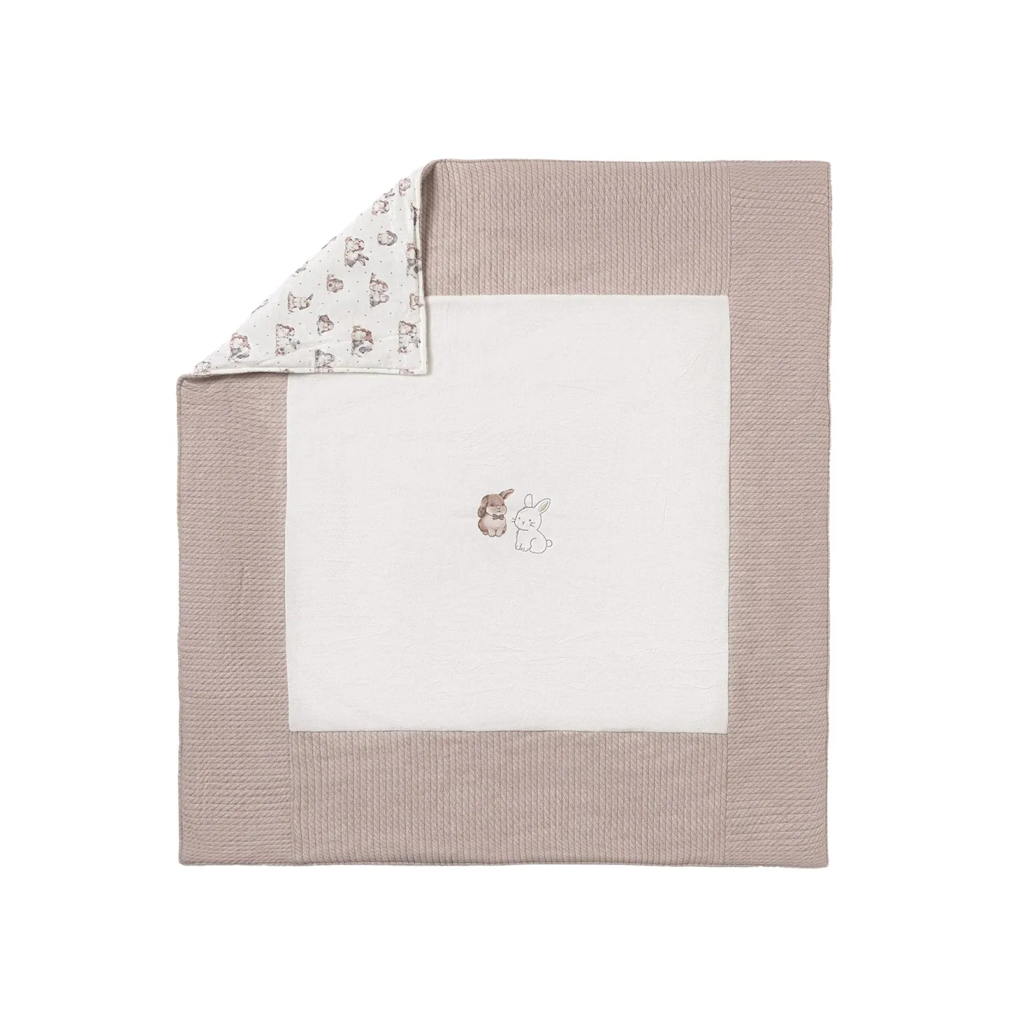 Copertina motivo coniglietti beige