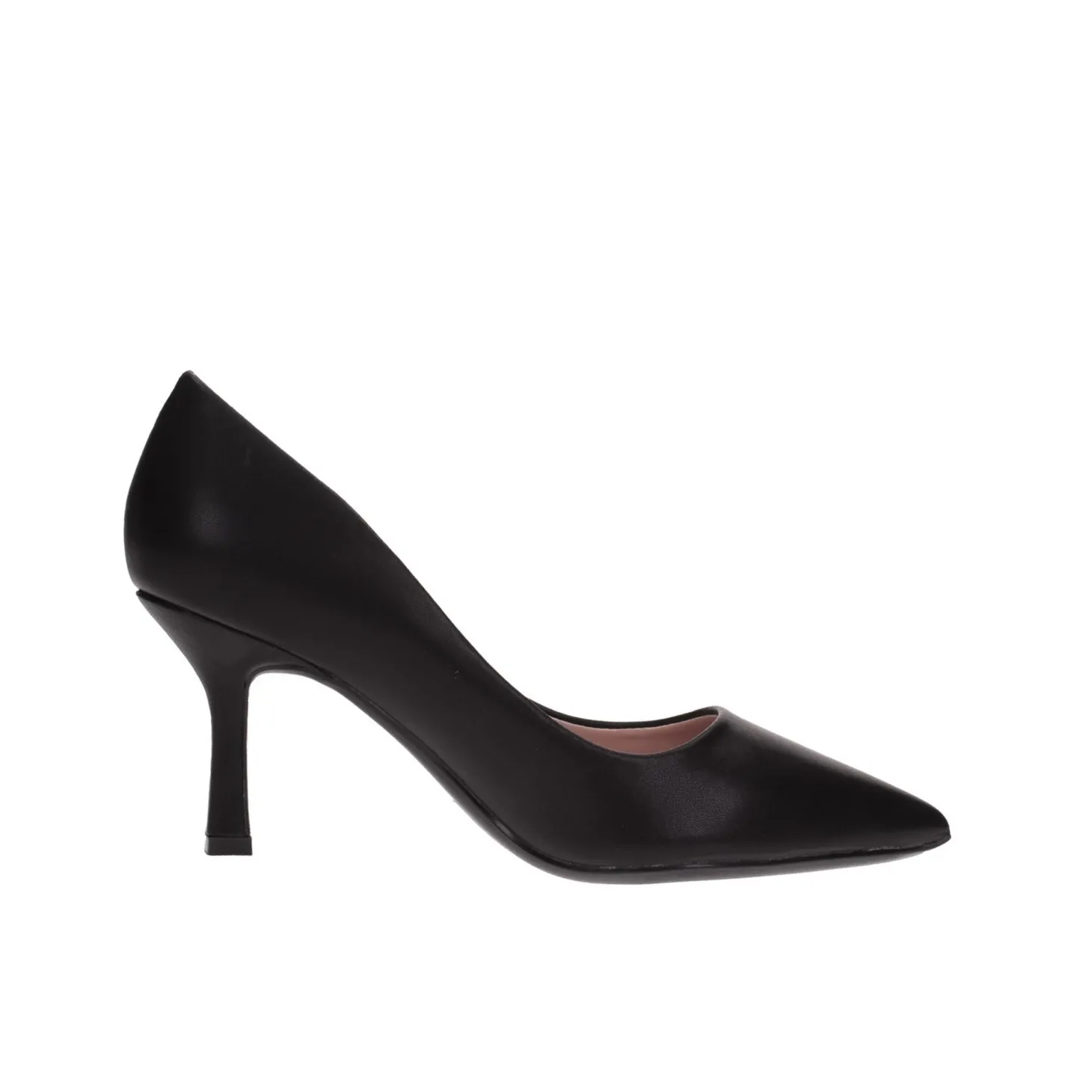 Decolleté in pelle tacco 80 nero
