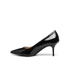 Decolleté in vernice con catena e cuori nero