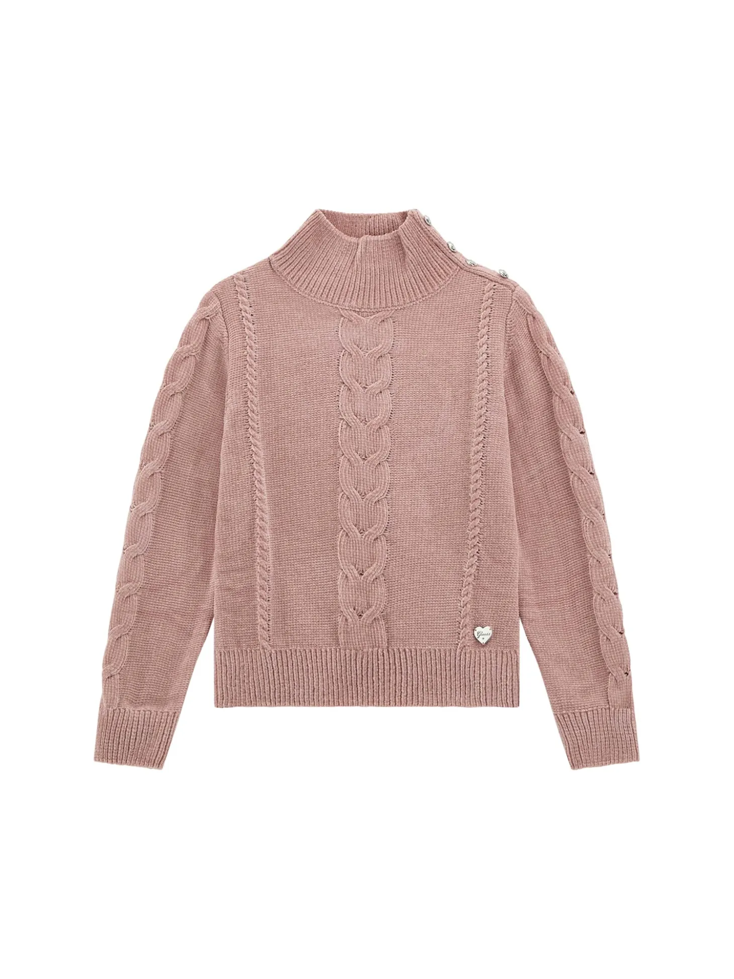 Dolcevita a trecce Chenille rosa