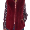 Ecopelliccia smanicata con zip rosso