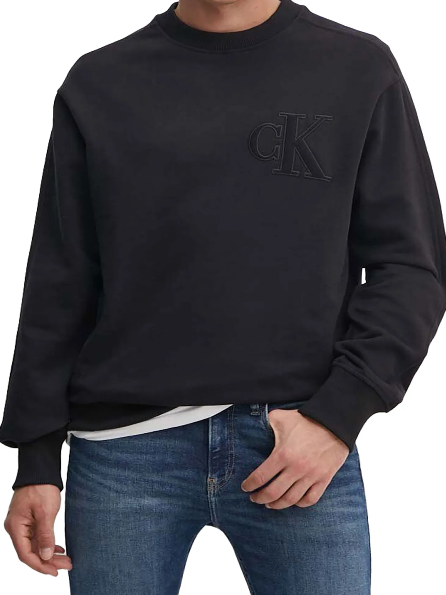 Felpa a maniche lunghe con applique logo nero