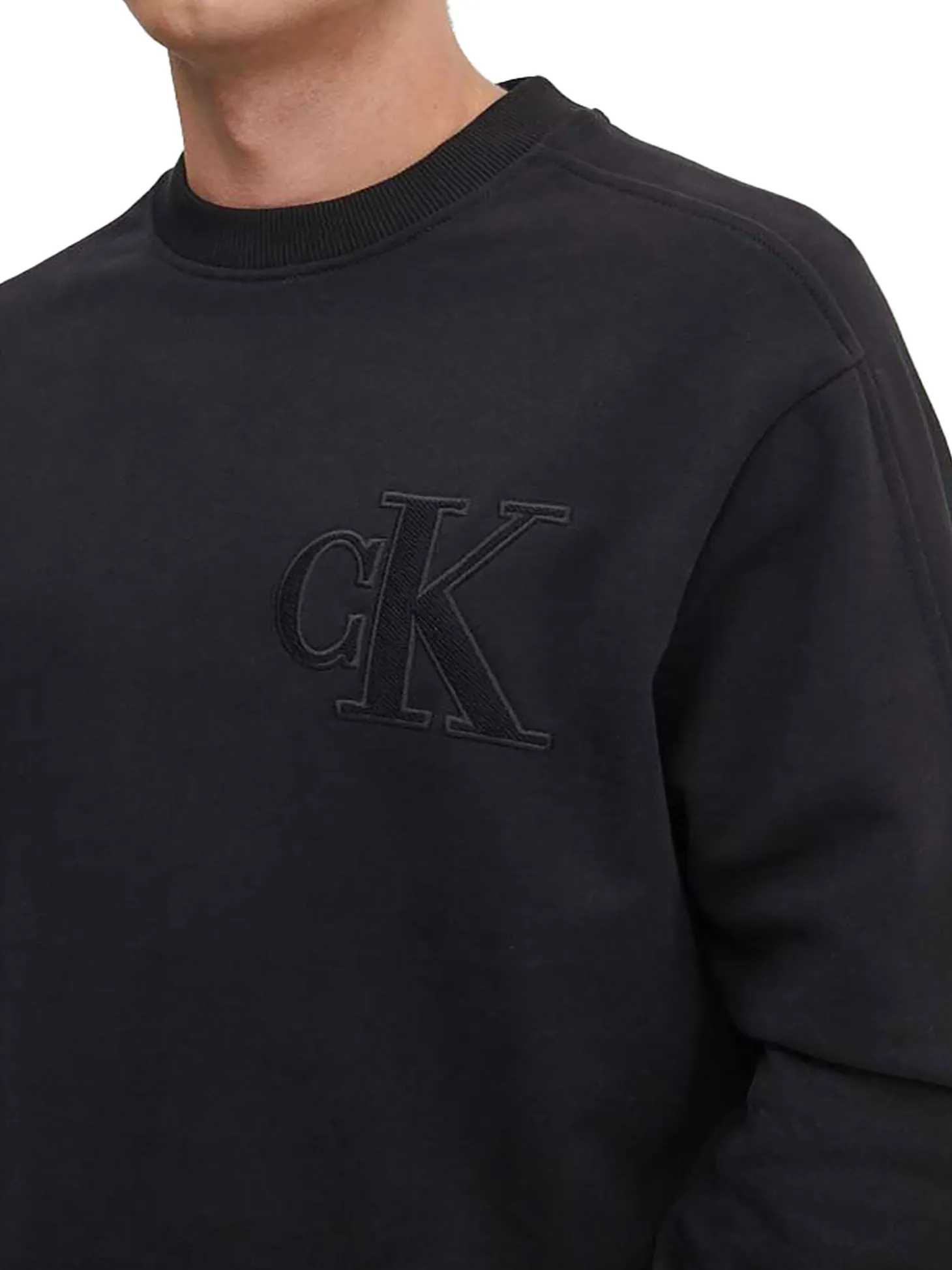 Felpa a maniche lunghe con applique logo nero