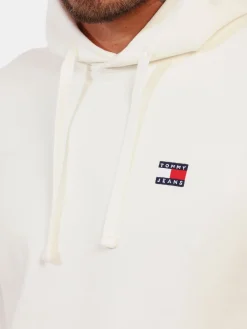 Felpa badge con cappuccio bianco antico