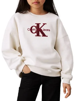 Felpa bambina con logo in rilievo bianco