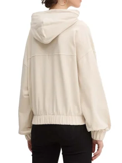 Felpa con cappuccio crop beige