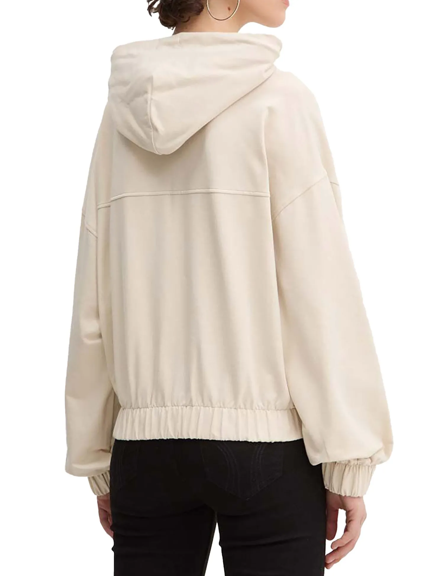 Felpa con cappuccio crop beige