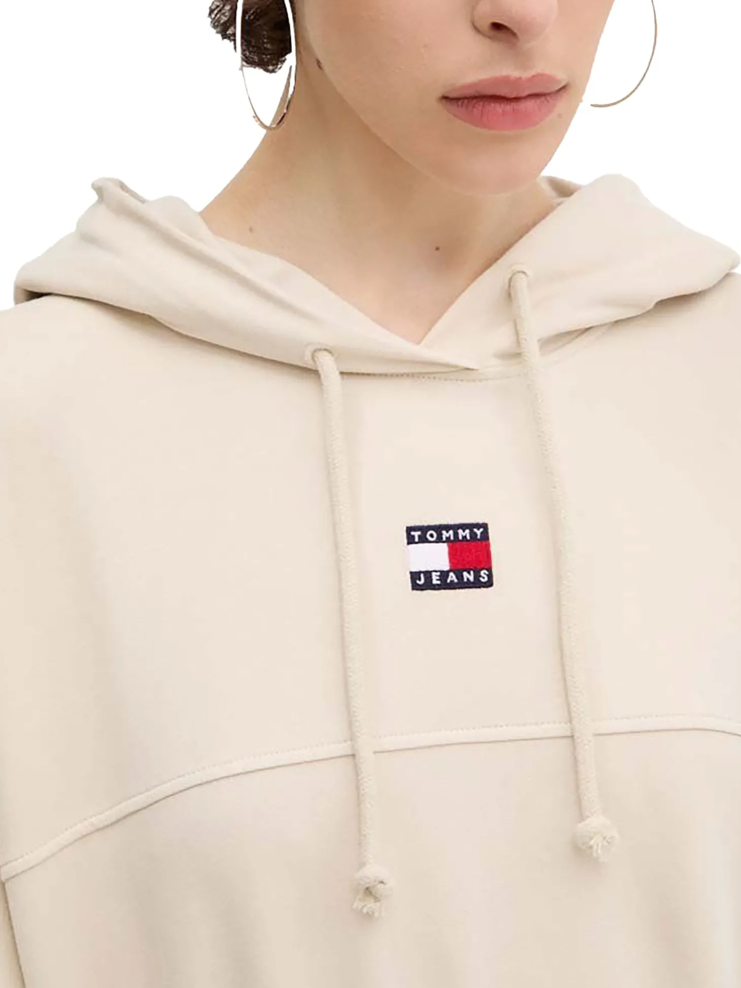 Felpa con cappuccio crop beige
