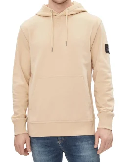 Felpa con cappuccio e badge sulla manica kaki
