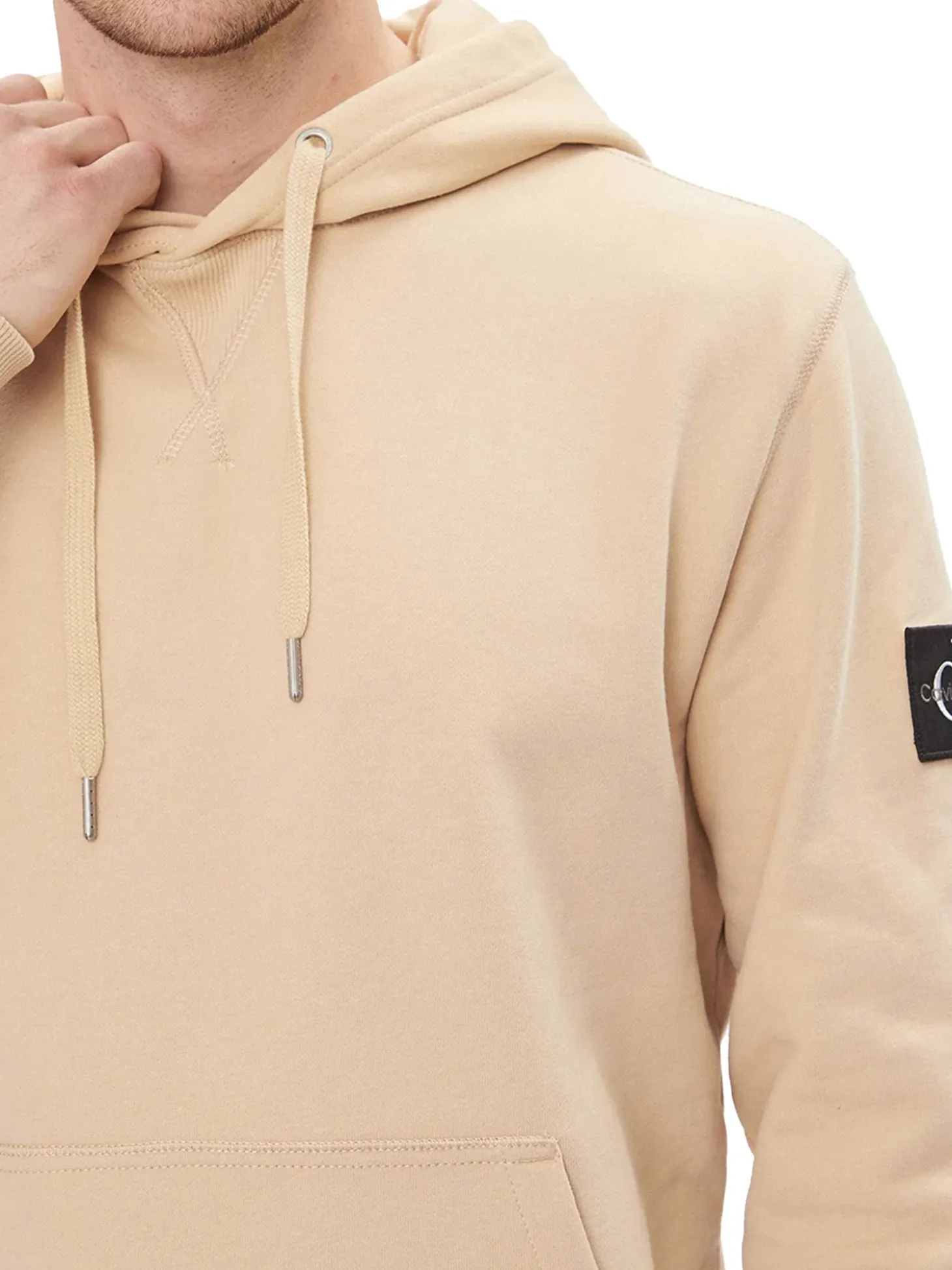 Felpa con cappuccio e badge sulla manica kaki