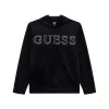Felpa con cappuccio e logo strass nero